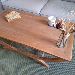 table basse en noyer et chêne