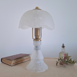 Lampe champignon en pâte de verre | Pièce unique déco vintage