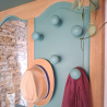 Portemanteau mural bois et verte sauge avec miroir