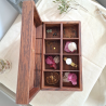 Boîte à thé ancienne Pagès en bois et laiton – Rénovée, 8 compartiments – Idée déco