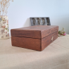 Boîte à thé ancienne Pagès en bois et laiton – Rénovée, 8 compartiments – Idée déco