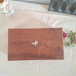 Boîte à thé ancienne Pagès en bois et laiton – Rénovée, 8 compartiments – Idée déco