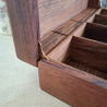 Boîte à thé ancienne Pagès en bois et laiton – Rénovée, 8 compartiments – Idée déco