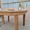 Vue latérale de la table Art Déco montrant la robustesse du chêne massif.